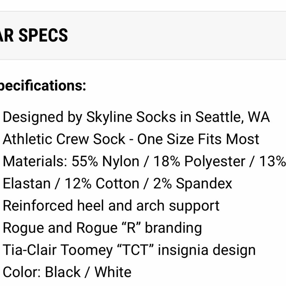 Tia-Clair Toomey Rogue Socks in Black and White EUC - Picture 5 of 5